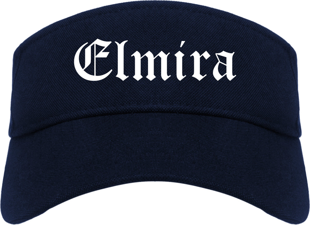 Elmira New York NY Old English Mens Visor Cap Hat Navy Blue