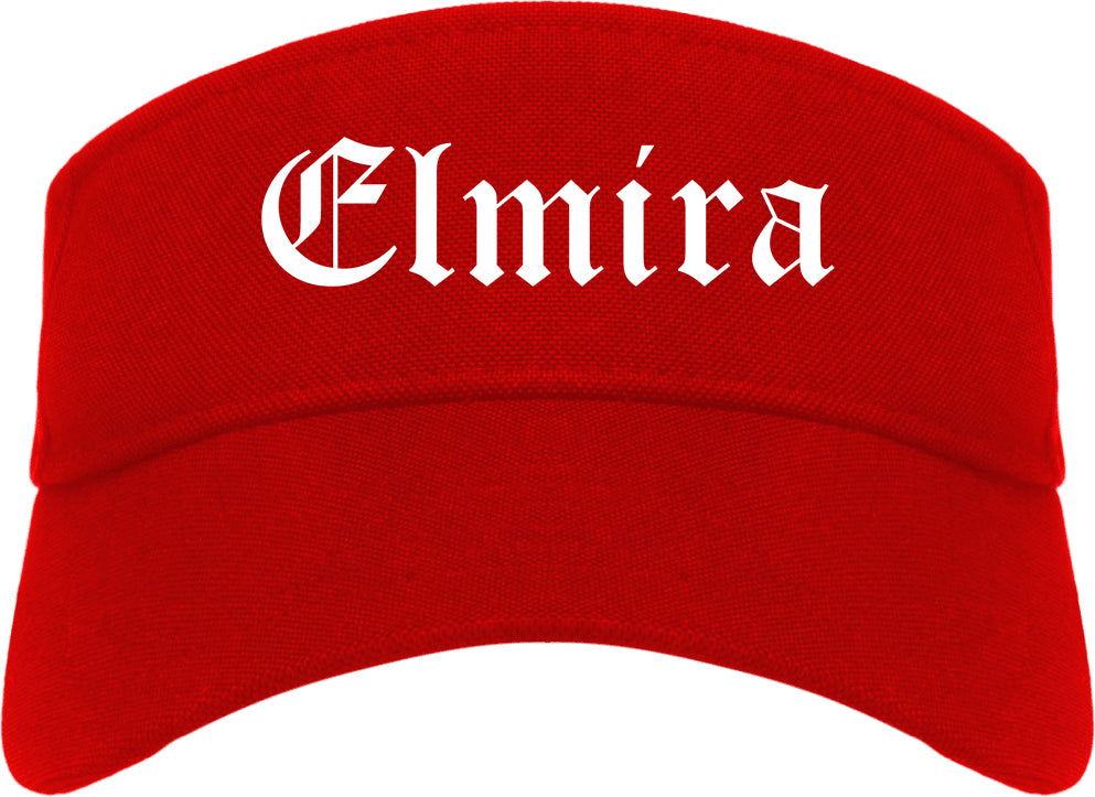 Elmira New York NY Old English Mens Visor Cap Hat Red