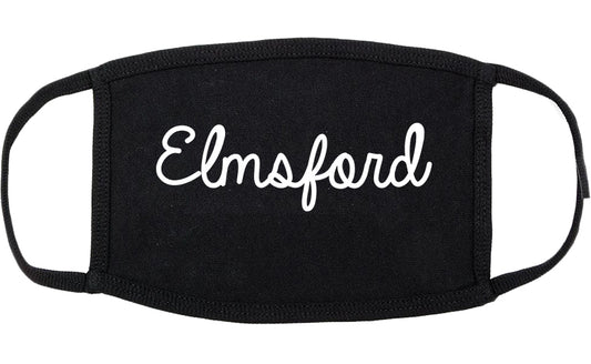 Elmsford New York NY Script Cotton Face Mask Black