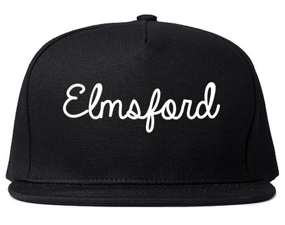Elmsford New York NY Script Mens Snapback Hat Black