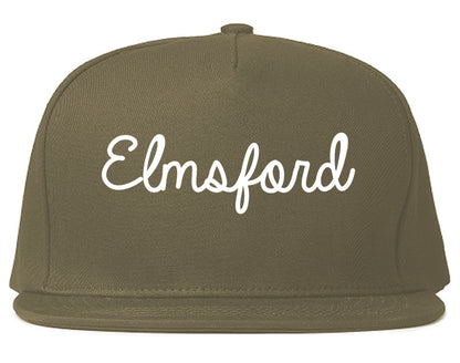 Elmsford New York NY Script Mens Snapback Hat Grey