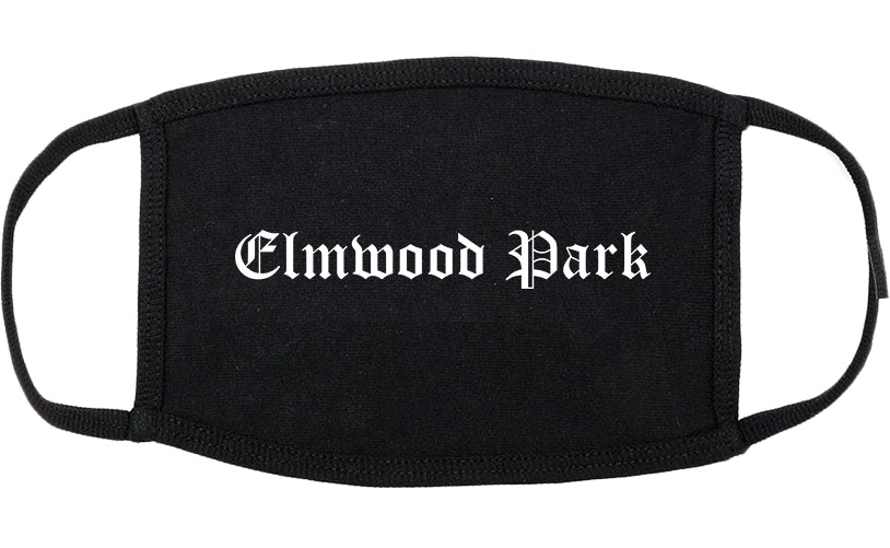 Elmwood Park Illinois IL Old English Cotton Face Mask Black