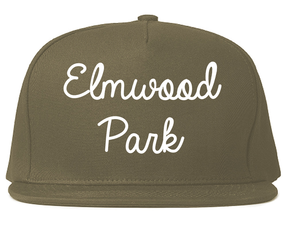 Elmwood Park Illinois IL Script Mens Snapback Hat Grey