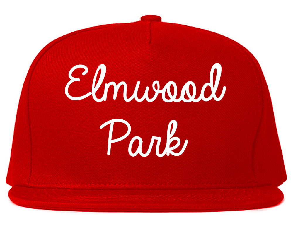 Elmwood Park Illinois IL Script Mens Snapback Hat Red
