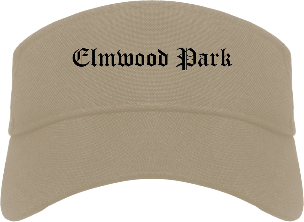 Elmwood Park Illinois IL Old English Mens Visor Cap Hat Khaki