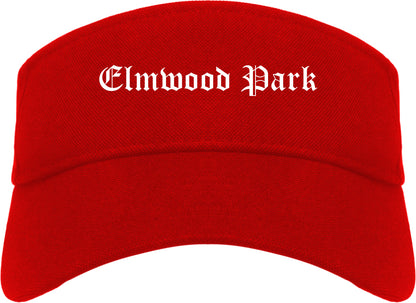 Elmwood Park Illinois IL Old English Mens Visor Cap Hat Red