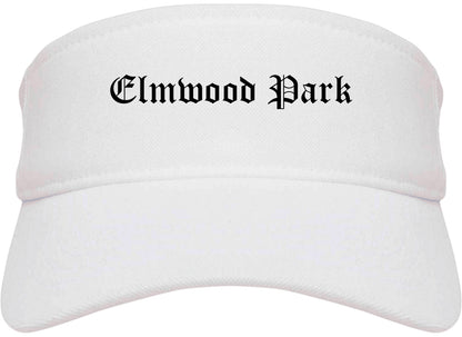 Elmwood Park Illinois IL Old English Mens Visor Cap Hat White