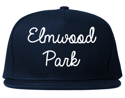 Elmwood Park New Jersey NJ Script Mens Snapback Hat Navy Blue