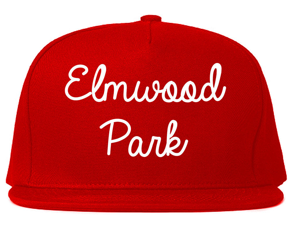 Elmwood Park New Jersey NJ Script Mens Snapback Hat Red