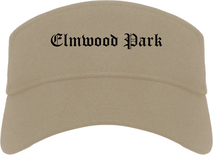 Elmwood Park New Jersey NJ Old English Mens Visor Cap Hat Khaki