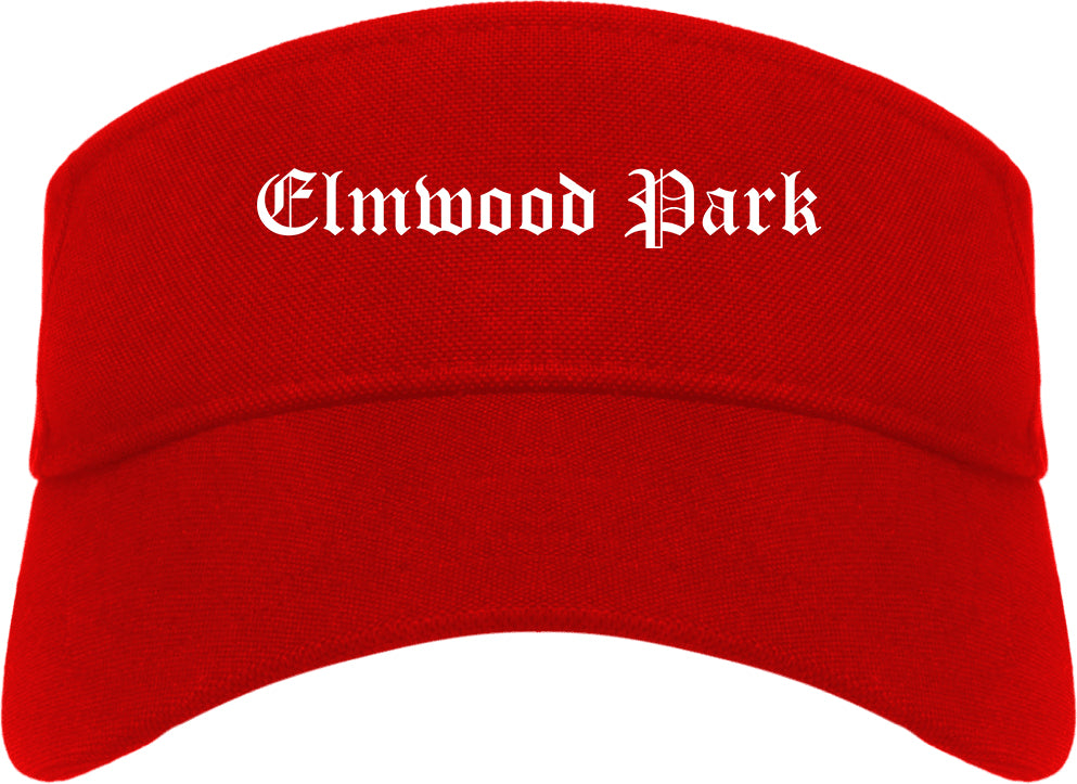 Elmwood Park New Jersey NJ Old English Mens Visor Cap Hat Red