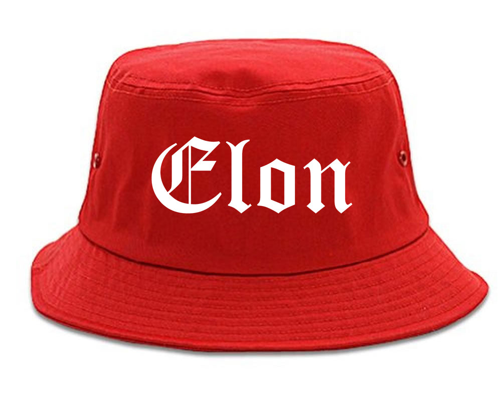 Elon North Carolina NC Old English Mens Bucket Hat Red