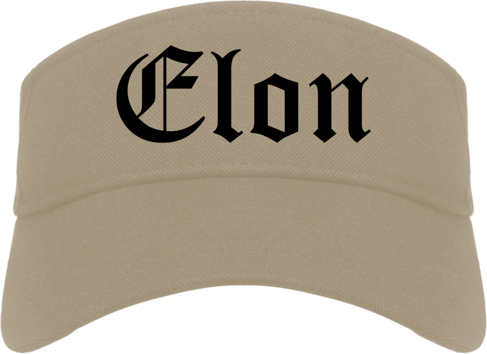 Elon North Carolina NC Old English Mens Visor Cap Hat Khaki
