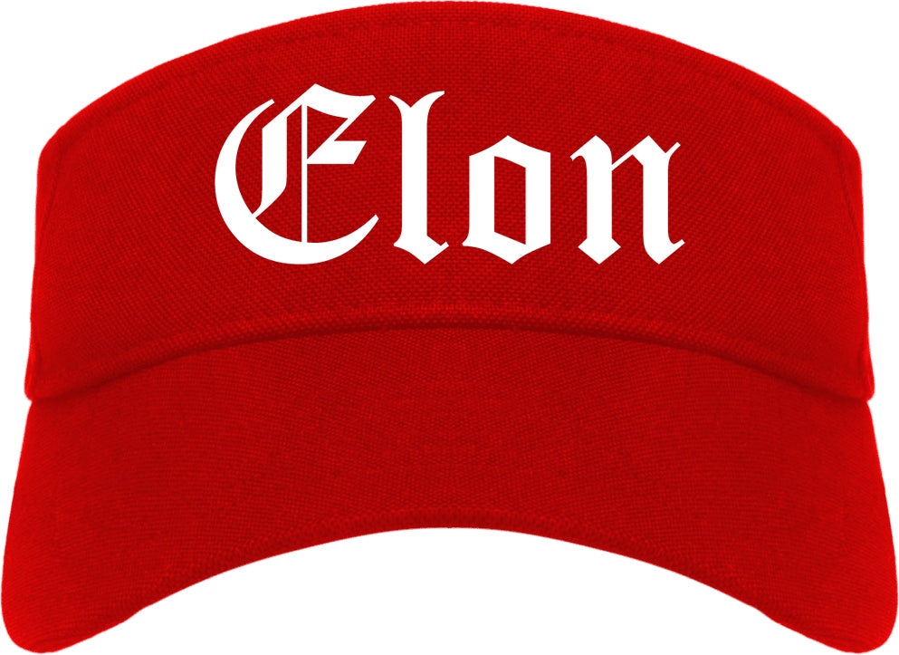 Elon North Carolina NC Old English Mens Visor Cap Hat Red