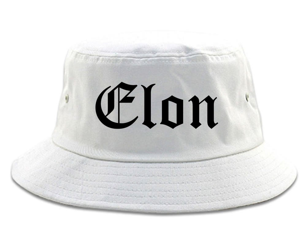 Elon North Carolina NC Old English Mens Bucket Hat White