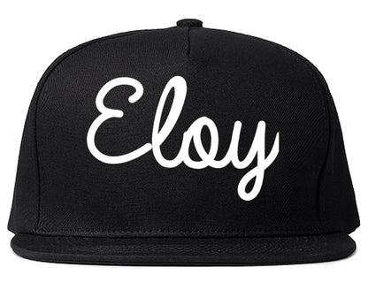 Eloy Arizona AZ Script Mens Snapback Hat Black