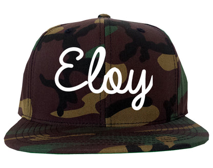 Eloy Arizona AZ Script Mens Snapback Hat Army Camo