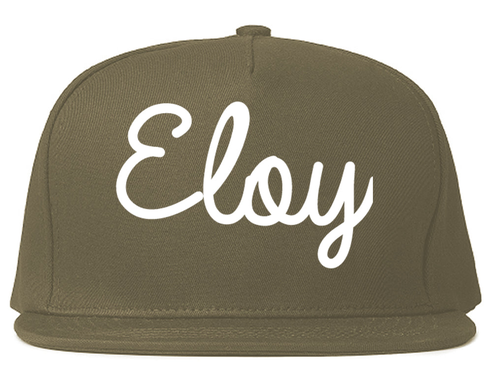 Eloy Arizona AZ Script Mens Snapback Hat Grey