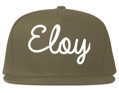 Eloy Arizona AZ Script Mens Snapback Hat Grey