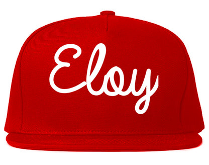 Eloy Arizona AZ Script Mens Snapback Hat Red