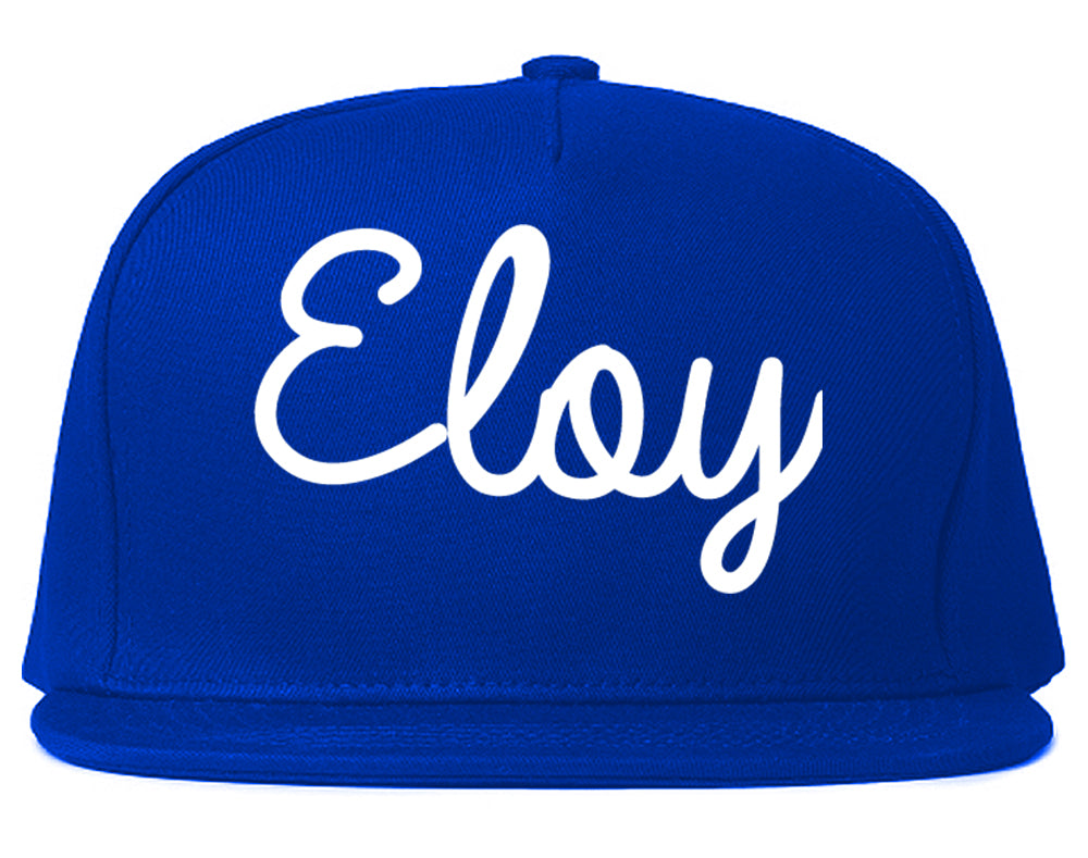 Eloy Arizona AZ Script Mens Snapback Hat Royal Blue
