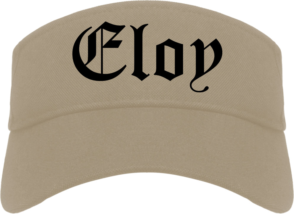 Eloy Arizona AZ Old English Mens Visor Cap Hat Khaki