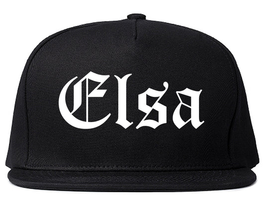 Elsa Texas TX Old English Mens Snapback Hat Black