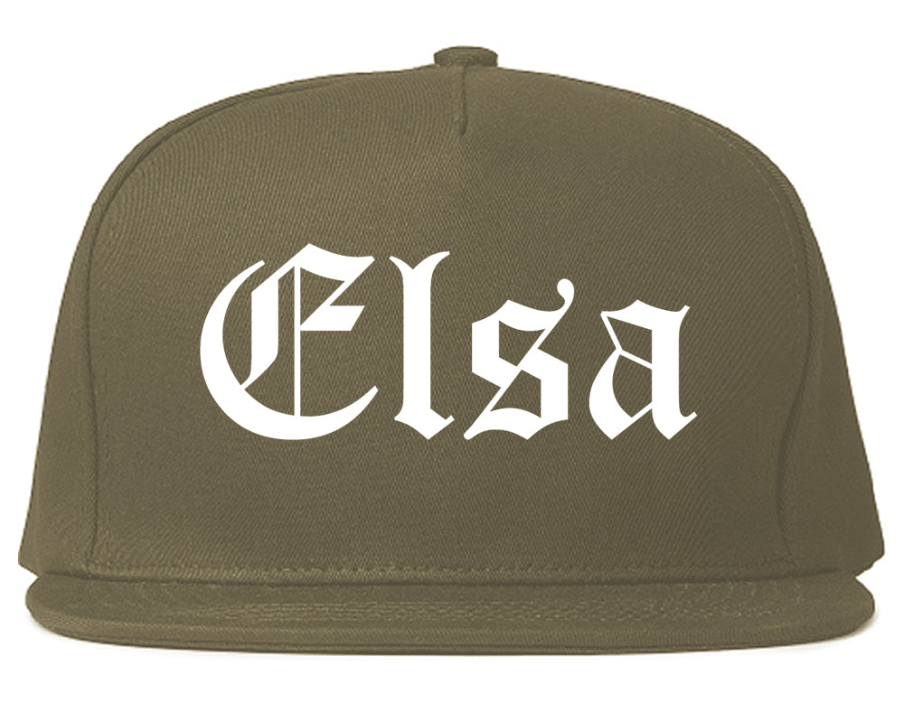 Elsa Texas TX Old English Mens Snapback Hat Grey