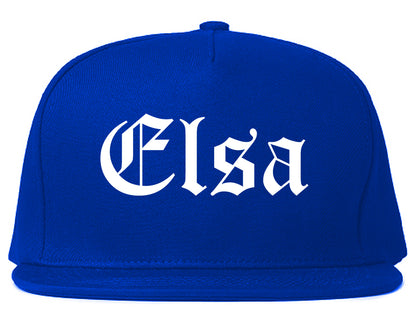 Elsa Texas TX Old English Mens Snapback Hat Royal Blue