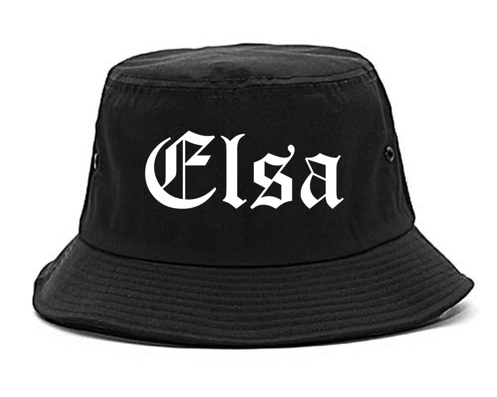 Elsa Texas TX Old English Mens Bucket Hat Black