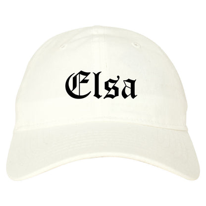Elsa Texas TX Old English Mens Dad Hat Baseball Cap White