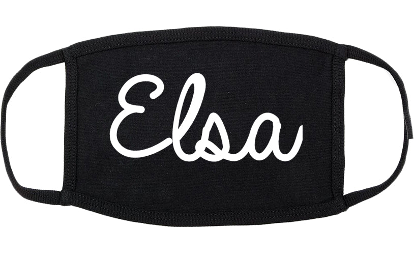 Elsa Texas TX Script Cotton Face Mask Black