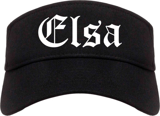 Elsa Texas TX Old English Mens Visor Cap Hat Black