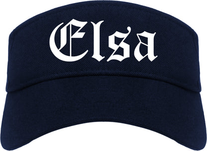 Elsa Texas TX Old English Mens Visor Cap Hat Navy Blue