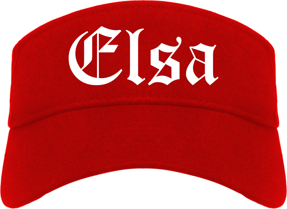 Elsa Texas TX Old English Mens Visor Cap Hat Red