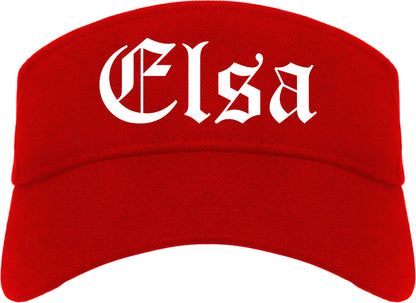 Elsa Texas TX Old English Mens Visor Cap Hat Red