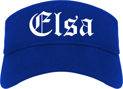 Elsa Texas TX Old English Mens Visor Cap Hat Royal Blue