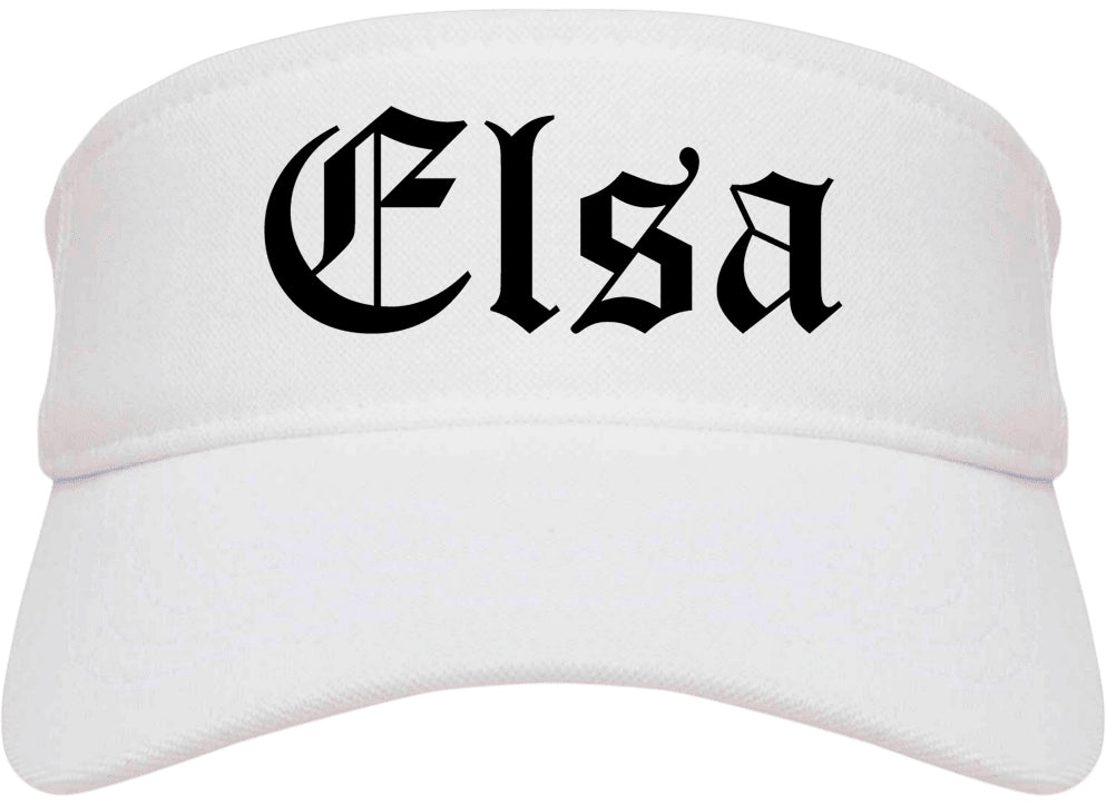 Elsa Texas TX Old English Mens Visor Cap Hat White