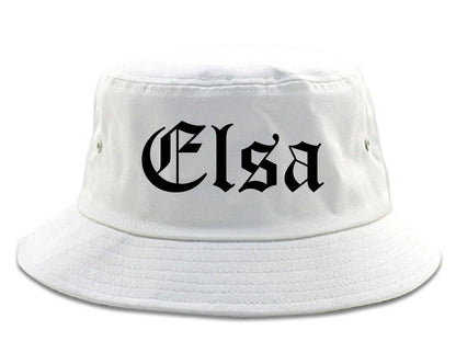 Elsa Texas TX Old English Mens Bucket Hat White