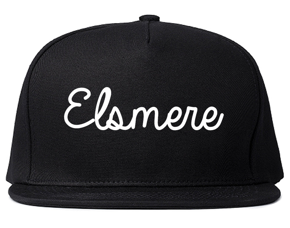 Elsmere Delaware DE Script Mens Snapback Hat Black