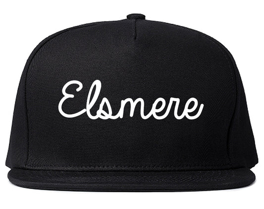 Elsmere Delaware DE Script Mens Snapback Hat Black