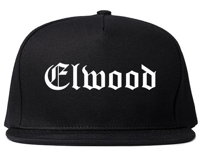 Elwood Indiana IN Old English Mens Snapback Hat Black