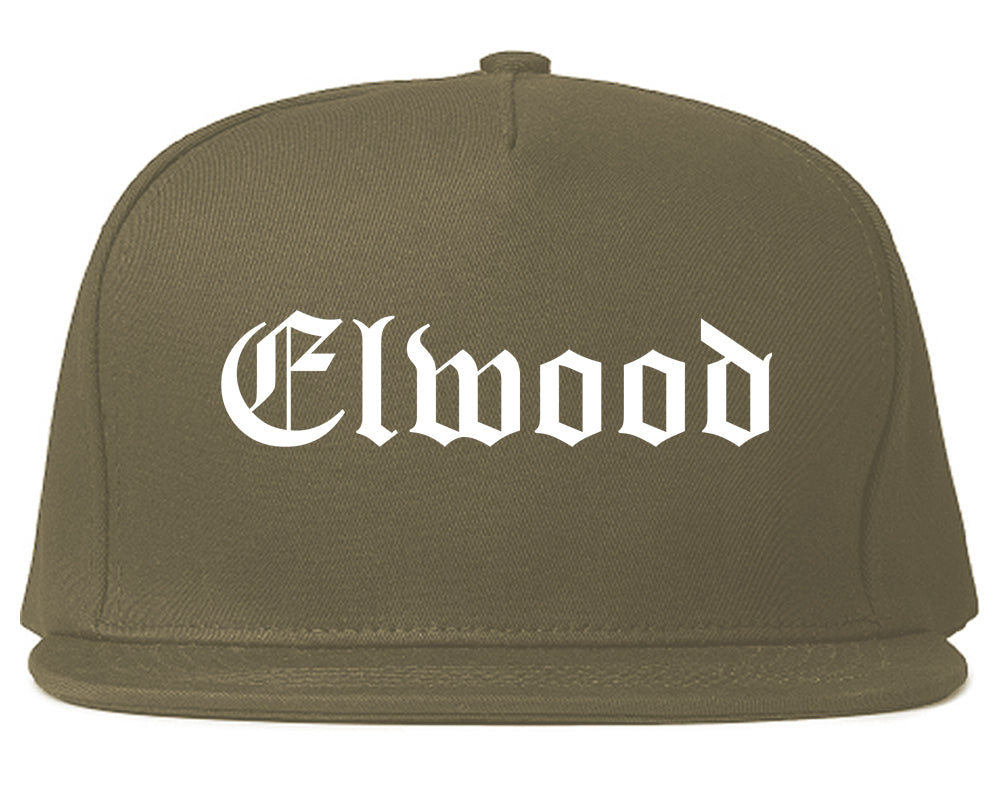 Elwood Indiana IN Old English Mens Snapback Hat Grey