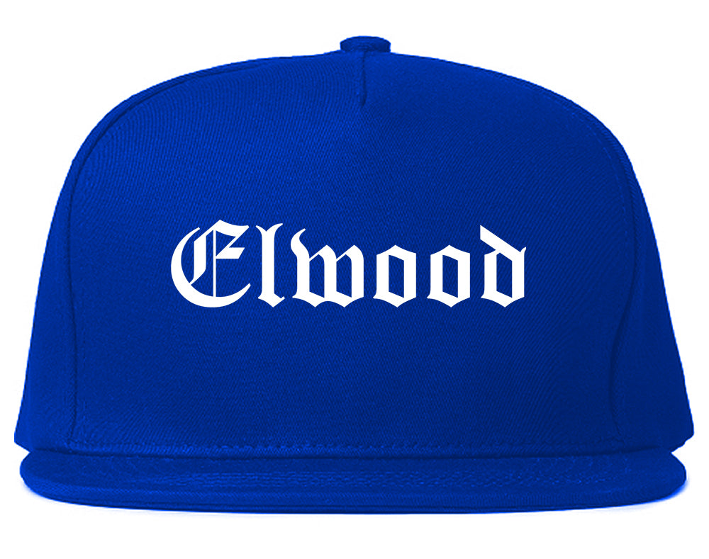 Elwood Indiana IN Old English Mens Snapback Hat Royal Blue