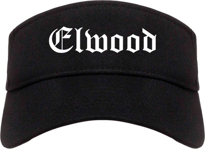 Elwood Indiana IN Old English Mens Visor Cap Hat Black