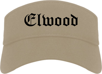 Elwood Indiana IN Old English Mens Visor Cap Hat Khaki