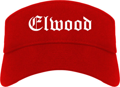 Elwood Indiana IN Old English Mens Visor Cap Hat Red