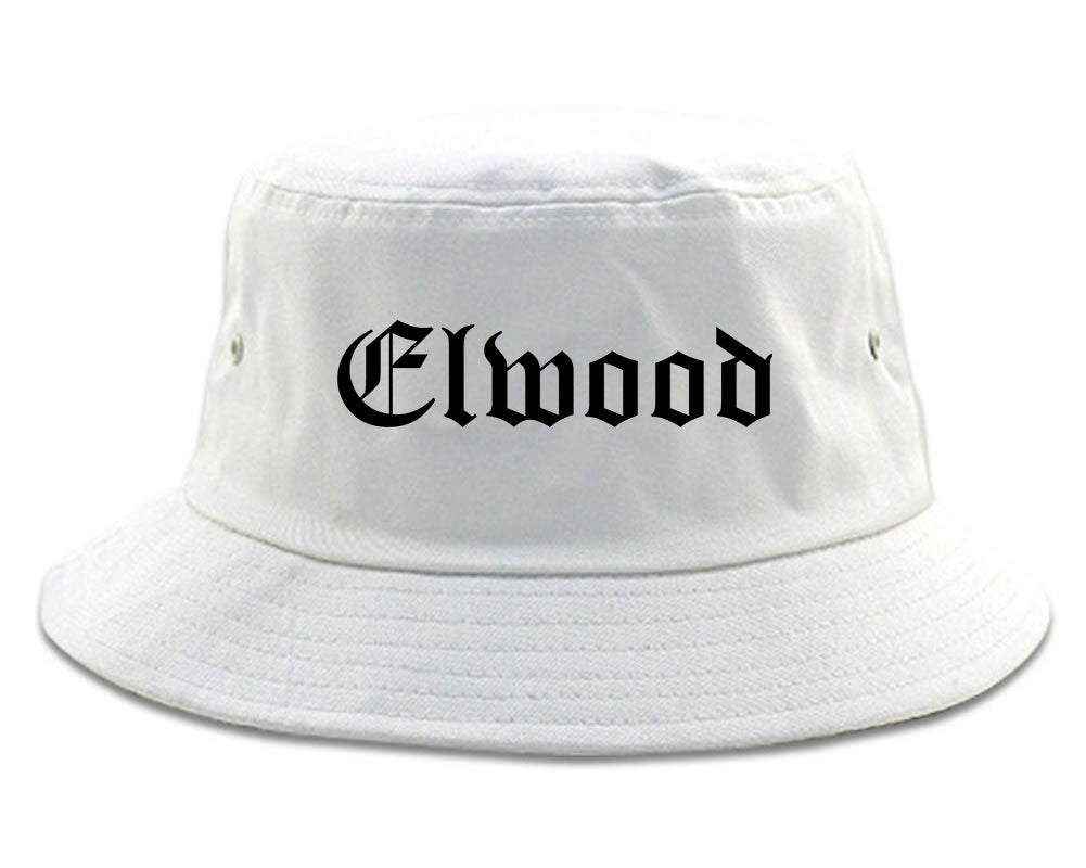 Elwood Indiana IN Old English Mens Bucket Hat White