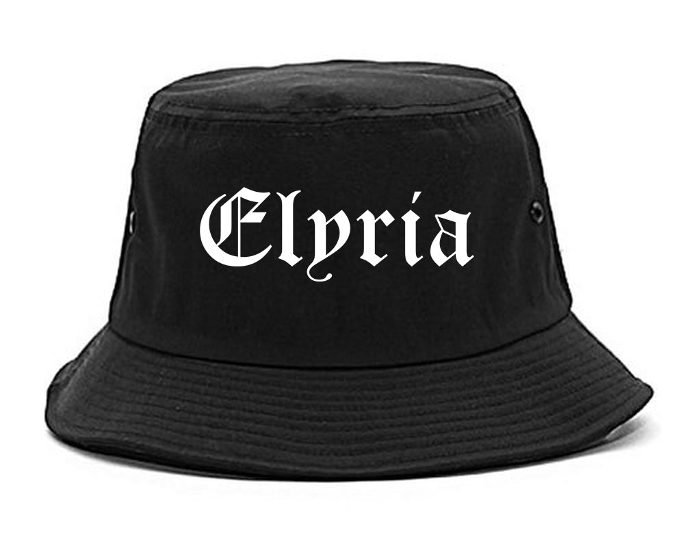 Elyria Ohio OH Old English Mens Bucket Hat Black