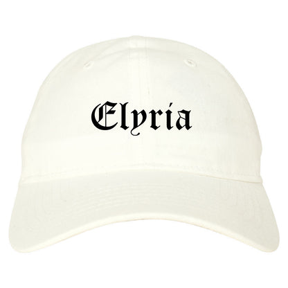Elyria Ohio OH Old English Mens Dad Hat Baseball Cap White